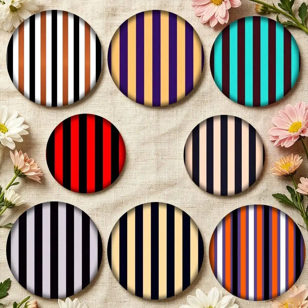 

Fashionable Colorful Vertical Stripes 25mm 32mm 44mm 58mm 75mm Brooches Badges Pins for Accessories Gift