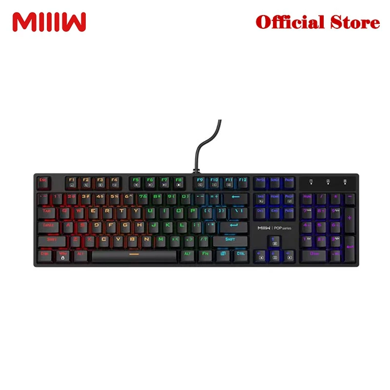 

MIIIW Wired Keyboard K1040 Extreme Night Mixed Color Mechanical Keyboard 9 Colorful Light Effects 104 Key Full Key No Impact