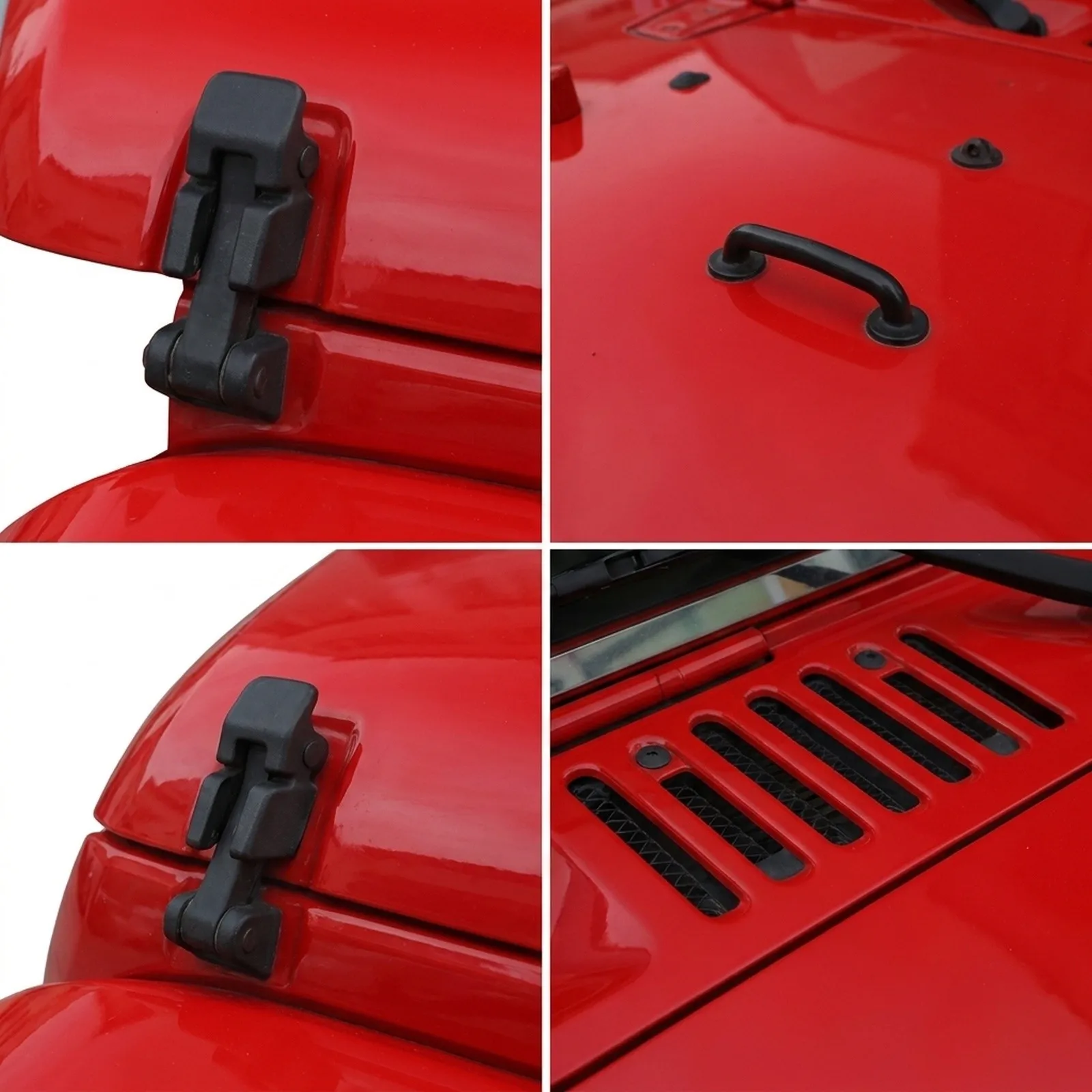 ABS Rubber Hood Cover Sticker Headgear Trim for Jeep For Wrangler for jk 2007 2017 with Easy Tape Backing Installation 2pcs