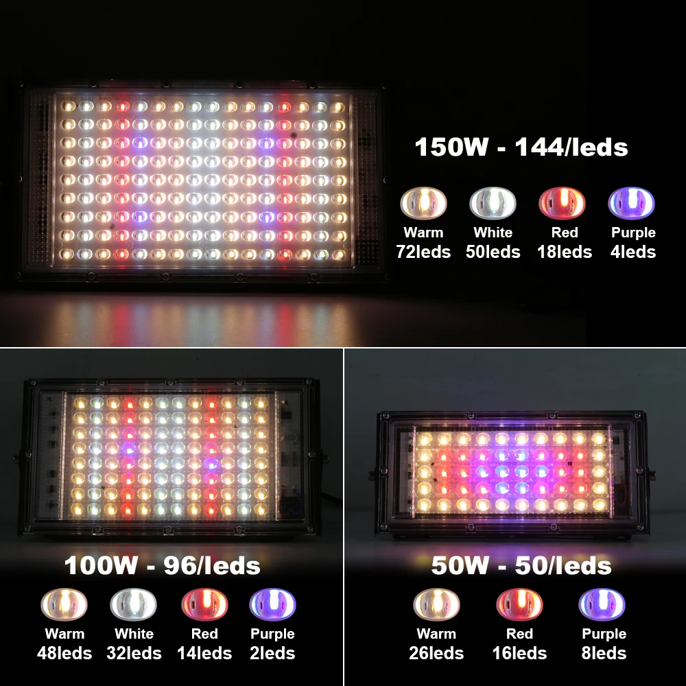 Led Grow Light 50W 100W 150W 220V Plant Lamp LED Full Spectrum For Greenhouse Seeds Flower Hydroponic Plant Growth Lighting