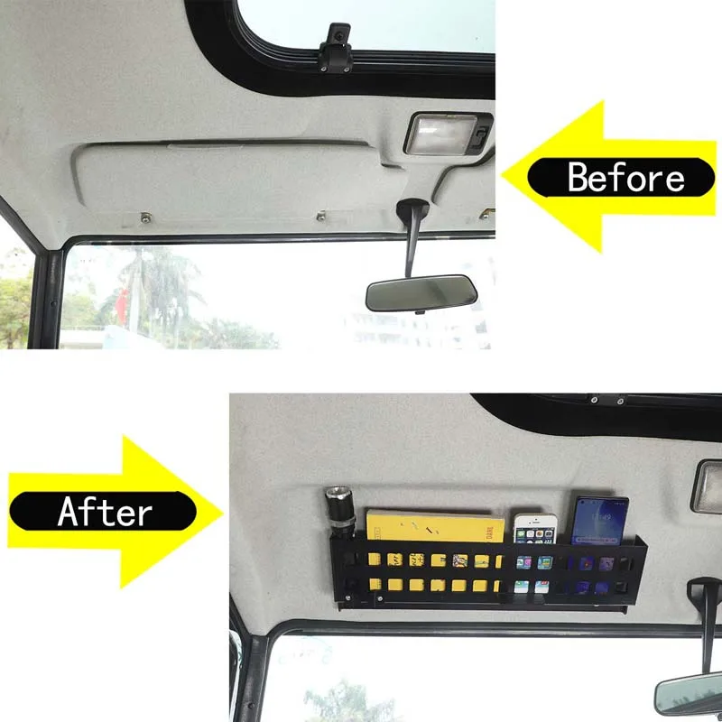 

1Pcs Aluminum Black For Land Rover Defender 90 110 2004-2019 Car Sunshade Panel Multifunctional Storage Frame Car Interior Parts
