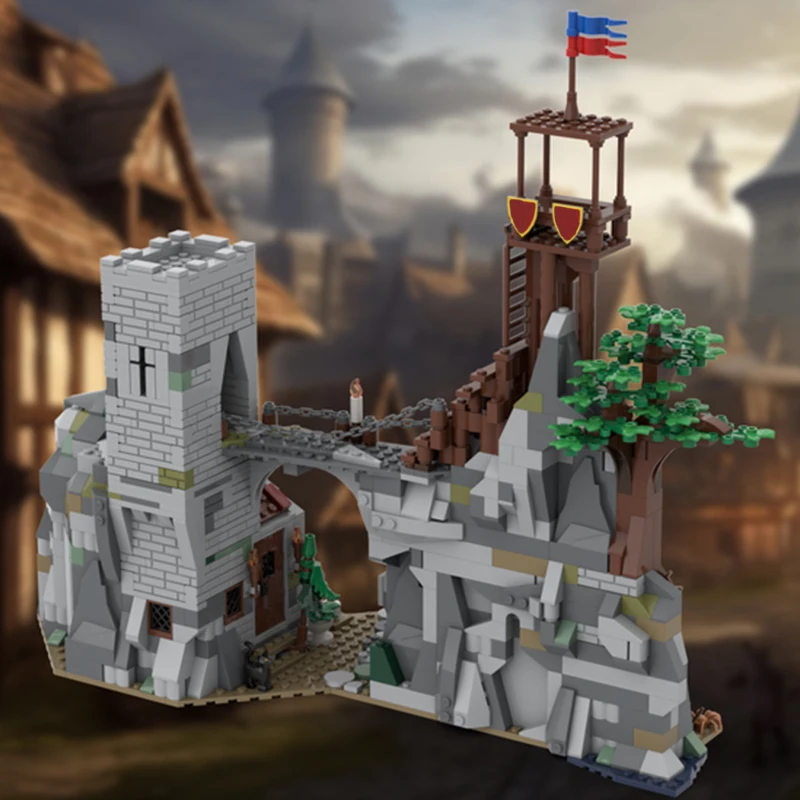 1047pcs MOC European Medieval Street View mountain fortress Model DIY creative ideas Assembly Puzzle Birthday Gift block bricks