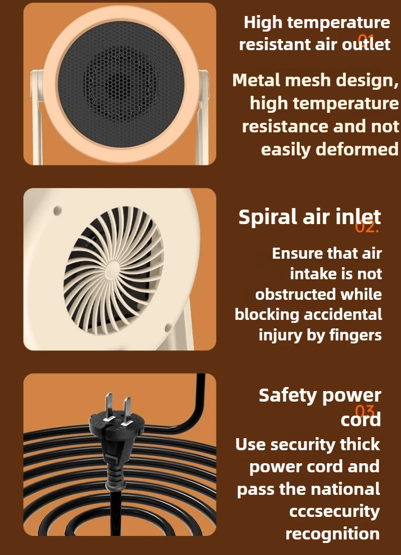 سخان سطح المكتب المنزلية الصغيرة سخان الحرارة السريع غرفة التدفئة توفير الطاقة منخفضة الضوضاء قابل للتعديل مكتب سخان كهربائي