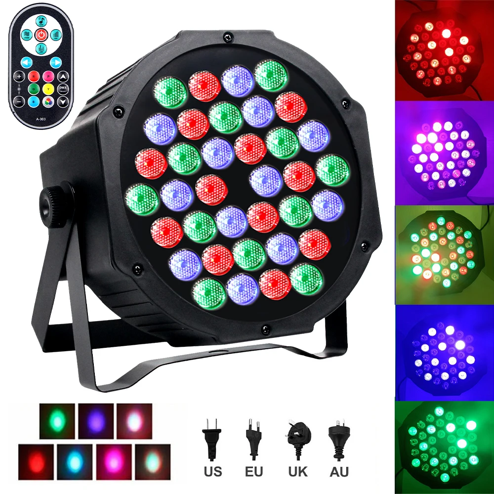 36 LED Stage Flat Par Lighting Effect RGBW 3IN1 DMX 512 DJ Stage Lamp Disco Party Holiday Christmas Bar Club Wedding Show Lights