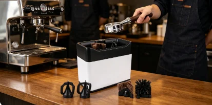 

Electric Automatic Coffee Grounds Cleaner Commercial Coffee Portafilter Washing Machine with EU Plug