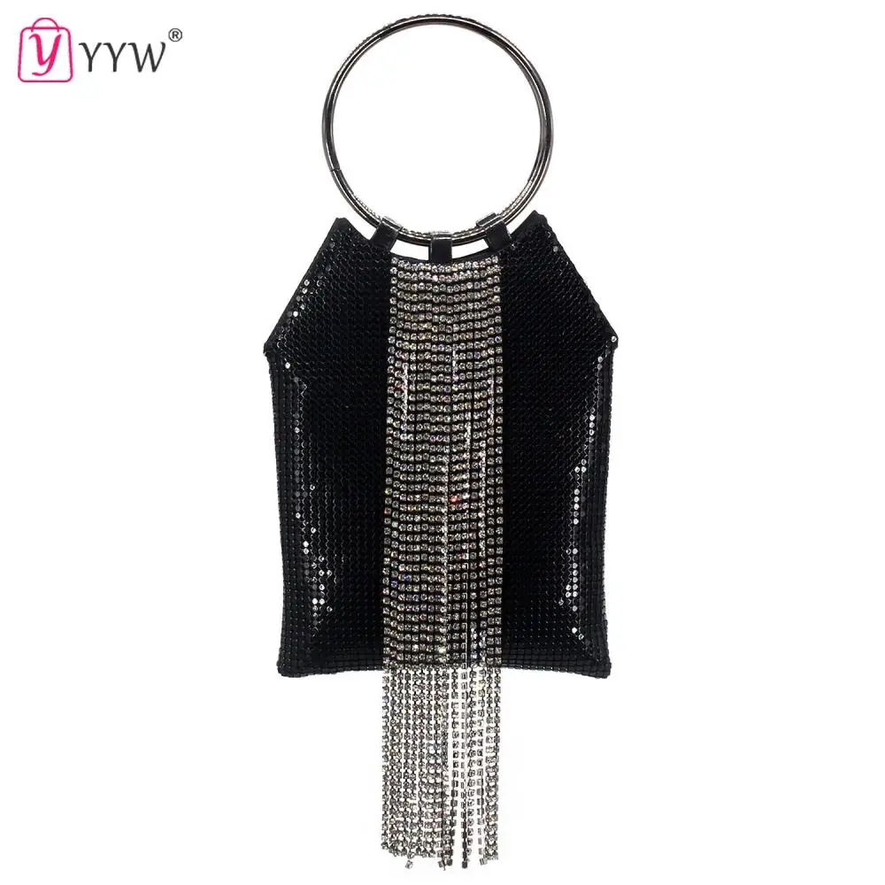 Shiny Tassels Evening Bag For Women Rhinestone Sequins Clutches Wedding Purses Female Ladies Exquisite Crossbody Party Handbags