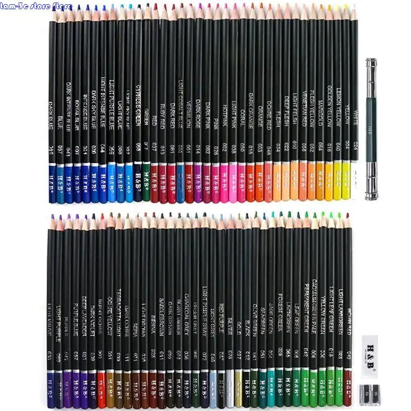 

D0UA 75pcs Oil Colored Pencils Set Eraser Sharpener Professional Art Supplies for Adults Artist Drawing Coloring