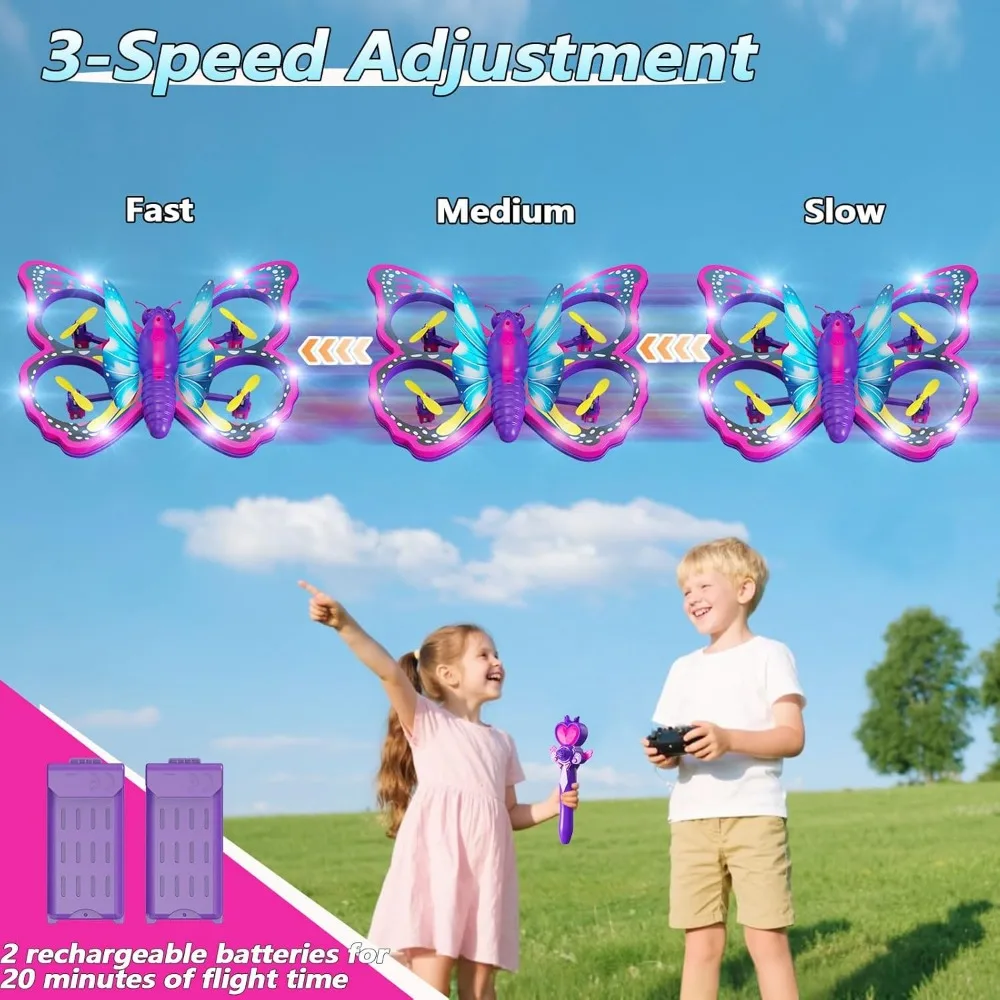 Aviones modelo V40 con radiocontrol de 4 canales, drones estilo mariposa con control remoto y luces LED, cuadricóptero para niños, 3D A