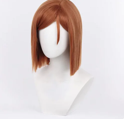 Jujutsu Anime Kugisaki Nobara Cosplay Wig Rose Net Synthetic Fiber Adjustable Size Synthetic Hair Heat Resistant Wig