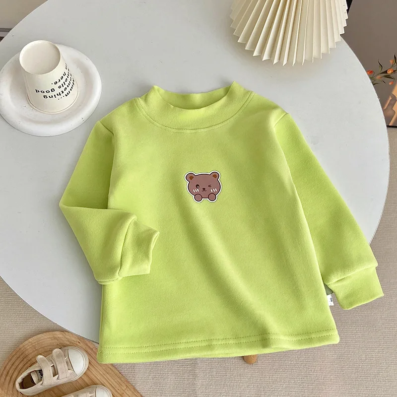 الفتيان الفتيات الكرتون طويلة الأكمام رشاقته قاع تي شيرت طفل نصف عالية طوق الدافئة قمم تي شيرت الاطفال الخريف الشتاء الملابس #3