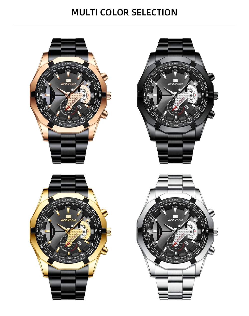 VA VA VOOM Relogio Masculino Watch Men Square Mens Watches Top Brand Luxury Golden Quartz Stainless Steel Waterproof Wrist Watch