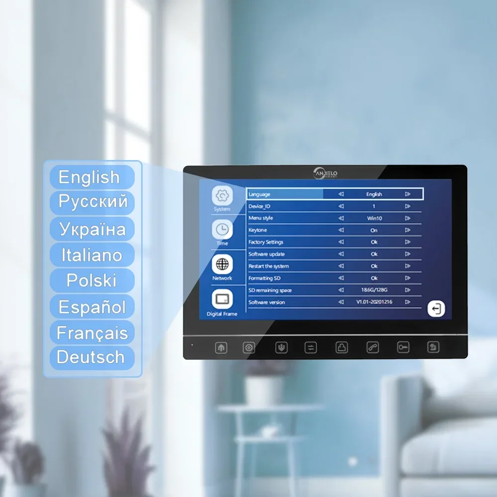 Tuya 7 Inch Video Smart Video Intercom 1080p Intercom Doorbell 160° Porteiro Electronic Doorman WiFi Camera IC card unlock