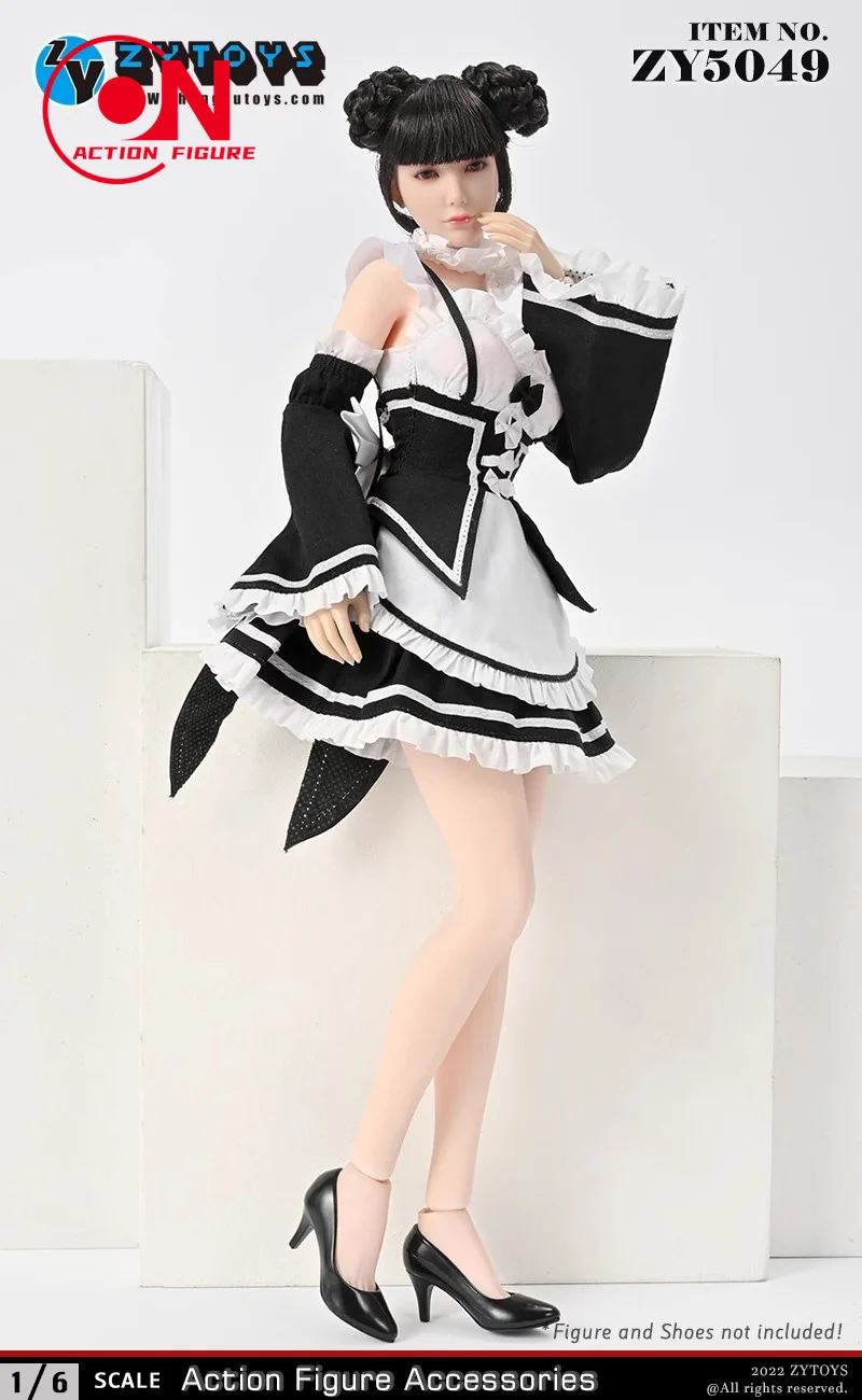 ZYTOYS ZY5049 1/6 Female Maid Outfit Maid Dress Armband Bow Tie Set Clothes Model Fit 12-inch Soldier Action Figure Body