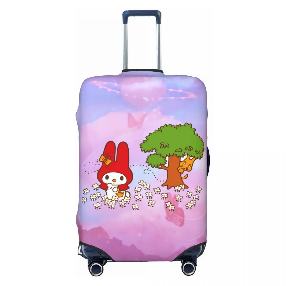

Flower Field With Tree My Melody Travel Luggage Cover Dust Proof Kawaii Bunny Suitcase Cover Protector Fit 18-32 Inch