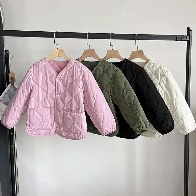 

Boys' and girls' warm coats are quilted inside