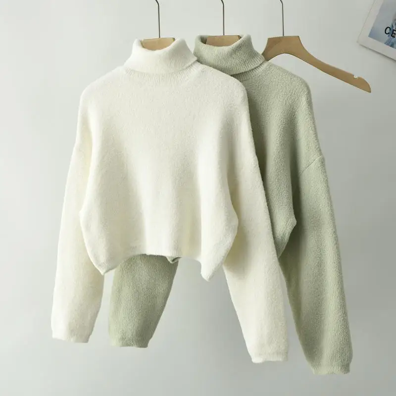 

Soft ort High Collar Knitwear Women's Autumn Winter Outerwear Loose Premium Feeling Lazy Sle Faionable Sweater