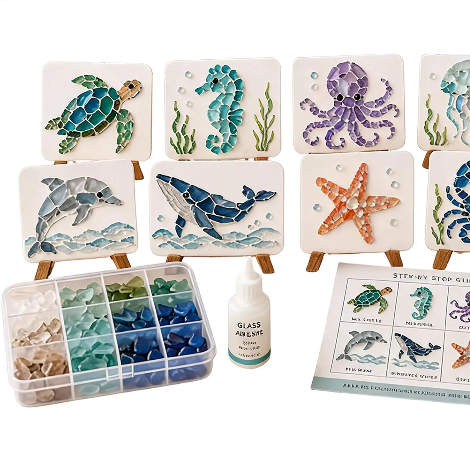 Sea Sea Glass Art Kit for Beginners, Crushed Glass Craft with Animal Decor, Handmade Smooth Mosaic Painting Kit for Home Office - Aliexpress Deal