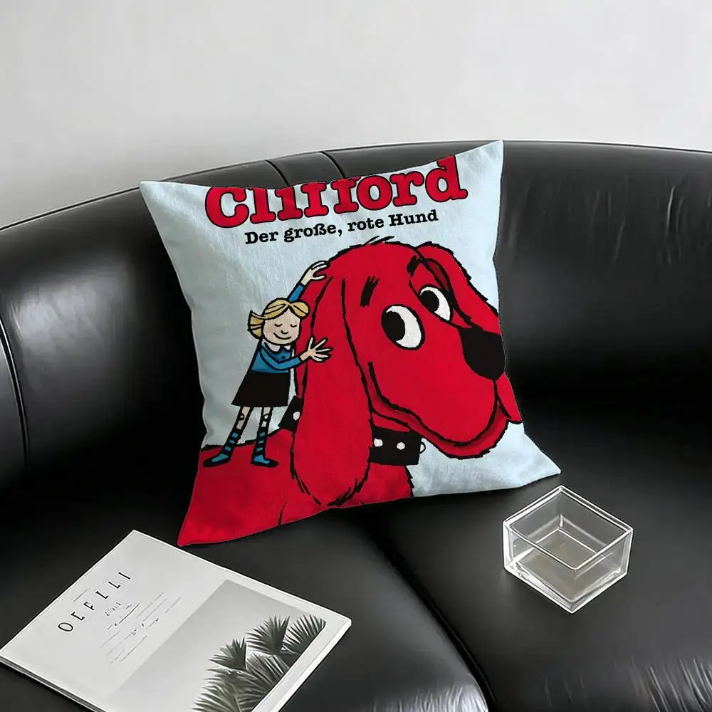 Cartoon Clifford the Big Red Dog Cushion Cover Natural Linen Pillowcase Set, All-in-One Decor for Sofa, Bedroom & Chair - view 2