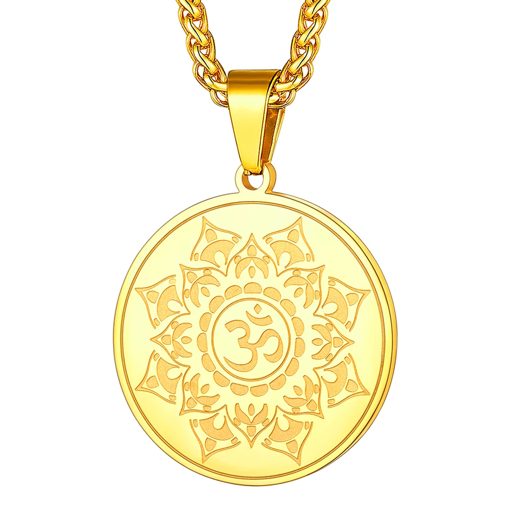 Stainless Steel Buddha Buddhist Mandala Pendant Necklace for Men Women 22 Inches Chain Unisex Jewlery Gift