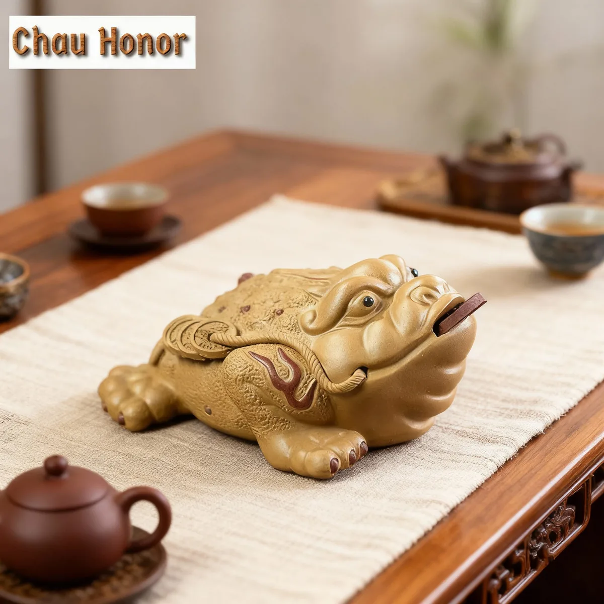 

Ручная работа, Yixing Zisha, чай, домашний питомец, маленькая золотая Жаба, украшение, привлекательный богатство, трехногий зверь, набор чая