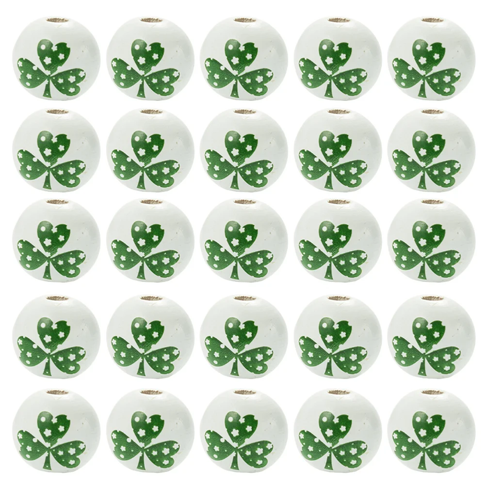 100Pcs Wooden Beads Pattern DIY Accessories Jewelry Making Supplies Smooth Polished Surface Craft Bracelets Pendant