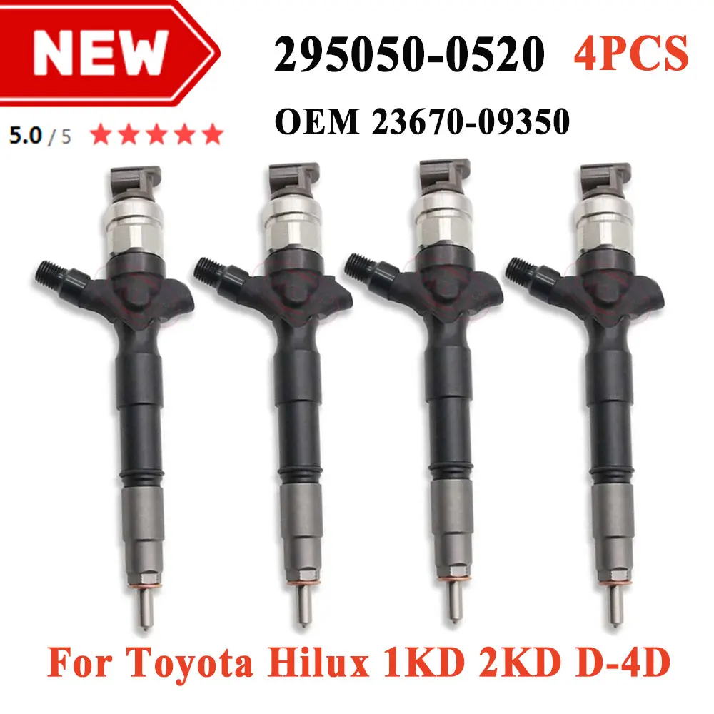 

4PCS 23670-09350 Common Rail Injection Nozzle 2367009350 Diesel Fuel Injector 295050-0520 For Toyota Hilux 2KD 1KD D4D