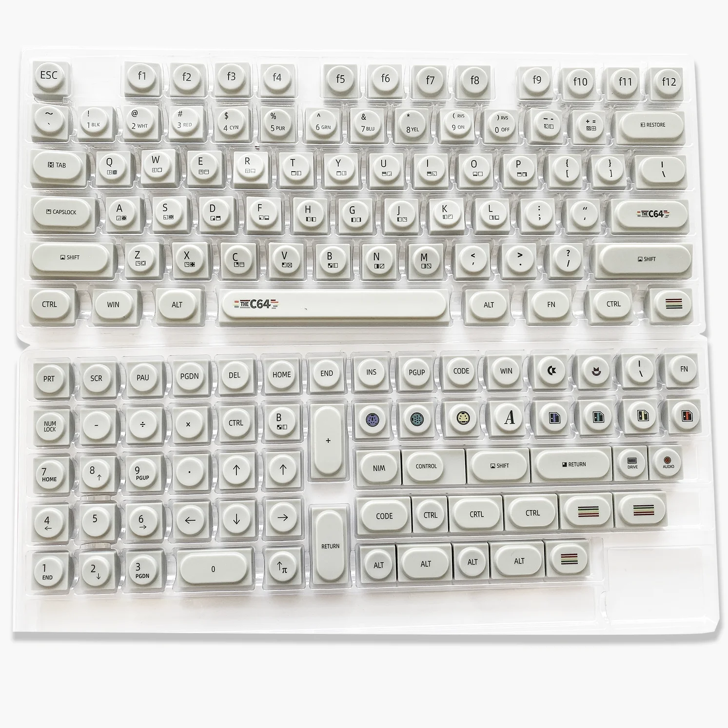 136 Keys Doys C64 Retro White Theme Minimalist Style PBT Custom Keycaps for Mechanical Keyboard  61 64 68 75 87 98 104