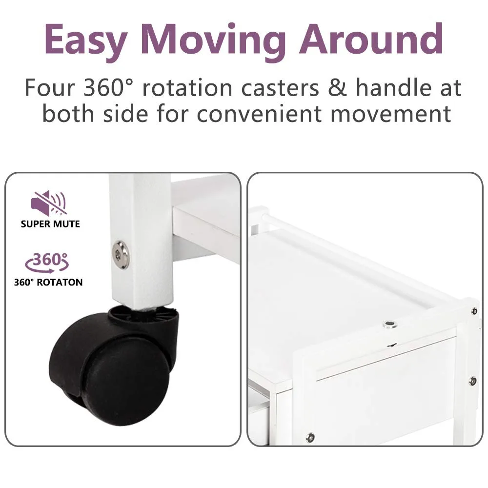 عربة تخزين خشبية متدحرجة مع درج ورفوف وخزانة متنقلة للصالون والجماليات الطبية