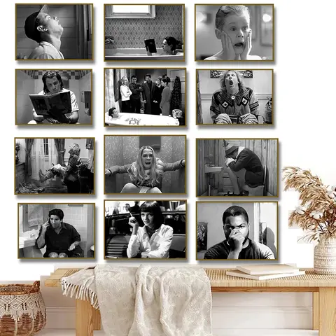 Funny Movie Scenes Bathroom Art Series Poster Print Black and White Canvas Painting Pictures Home Wall Modern Toilet Decor
