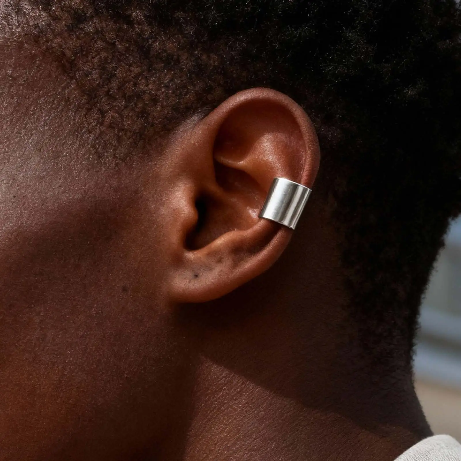 Trendy Simple Long Tube U-shaped Stainless Steel Ear Bone Clip For Men, Geometric Non Piercing Ear Cuff, Fashion Ear Jewelry