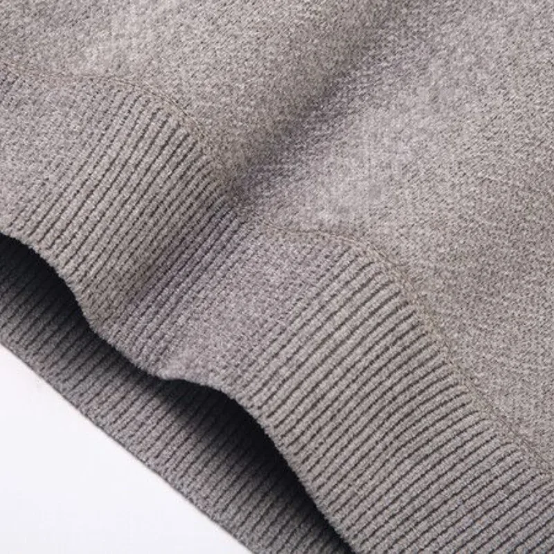 Autumn and Winter Men's Pullover Round Neck Solid Color Letter Printing Embroidery Plush Thickened Sweater Knitted Bottom Tops