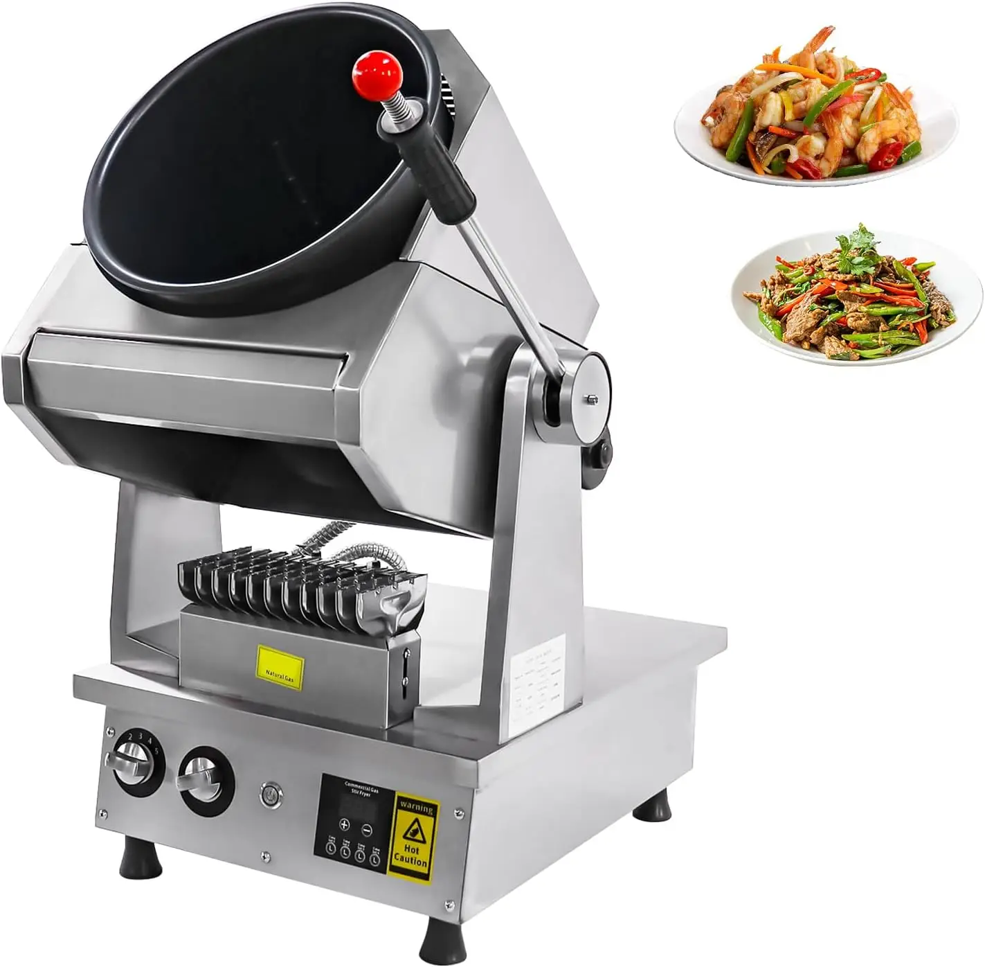

Automatic Stir Fry Machine Countertop Cooker with Water Spray & Drum Design – Natural Gas Powered Smart 360° Cooking Machine