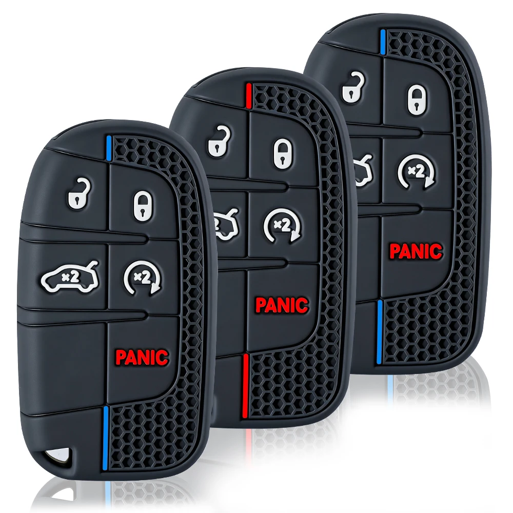 Silicone Car Key Cover Case For Dodge Ram Charger Journey Durango Jeep Grand Cherokee Chrysler Keyless Fob Shell Holder