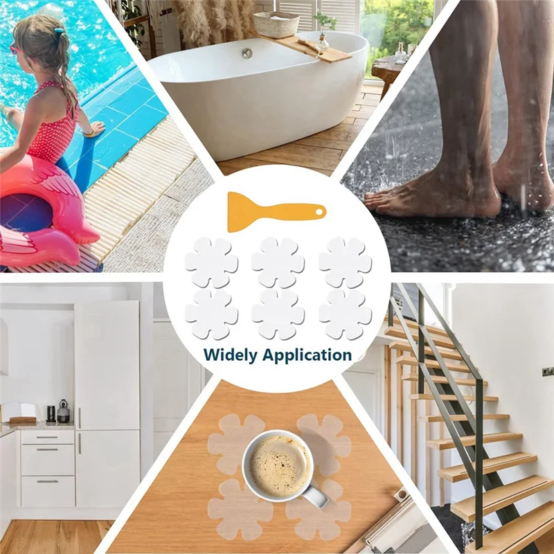 A51M-Non-Slip Bathtub Stickers,24 PCS Anti Slip Shower Grip Stickers Adhesive Decals With Scraper For Bath Tub,Bathroom Floor