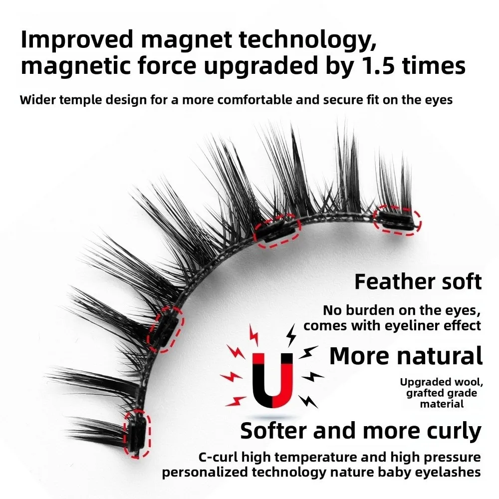 Nuove ciglia magnetiche senza colla necessaria con applicatore Ciglia finte dall'aspetto naturale Ciglia finte soffici riutilizzabili da indossare ogni giorno