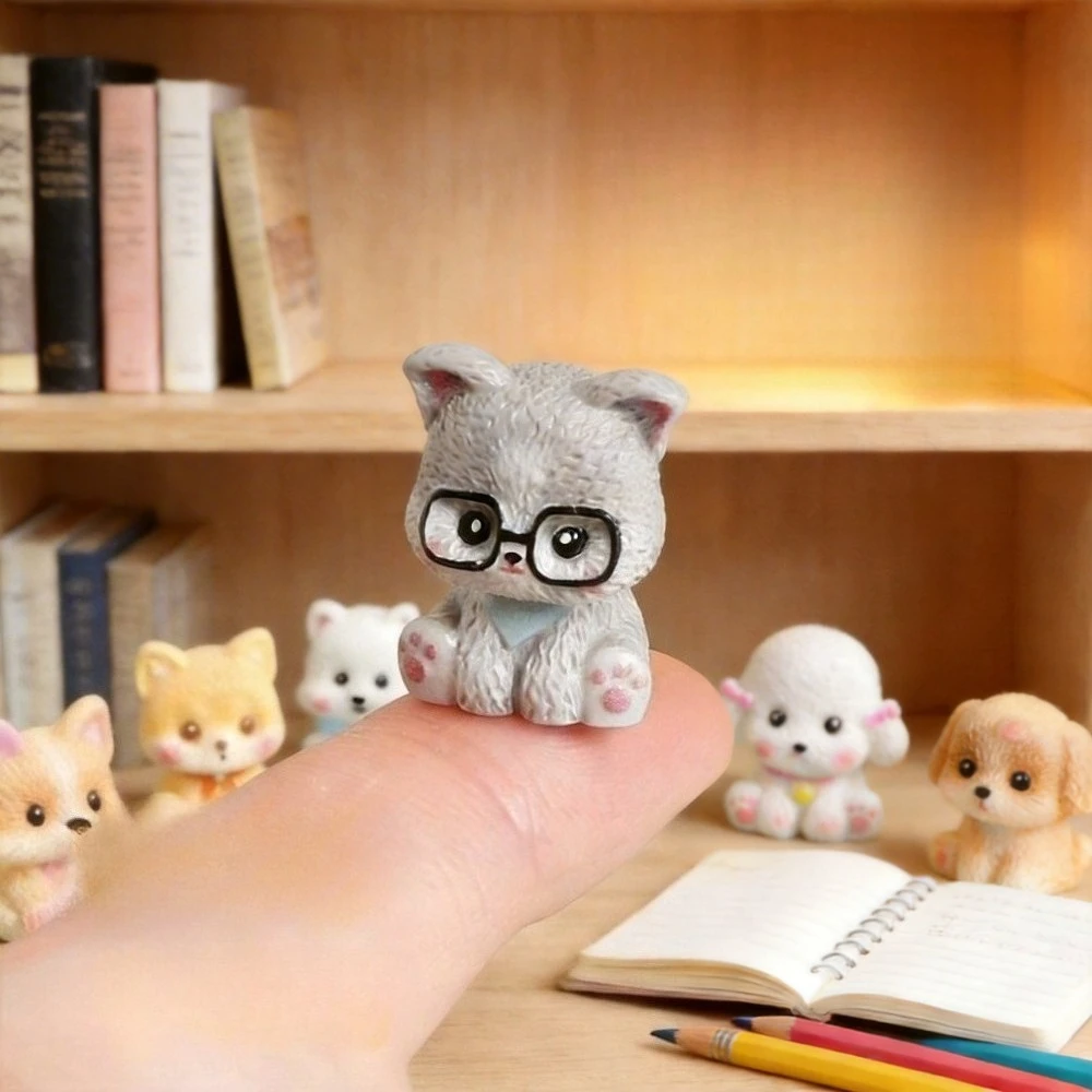 20PCS Random Mixed Cute Dog Resin Figurines Mini Animal Ornaments for Desk Car Decor Keychain Charms Handmade Craft Accessories