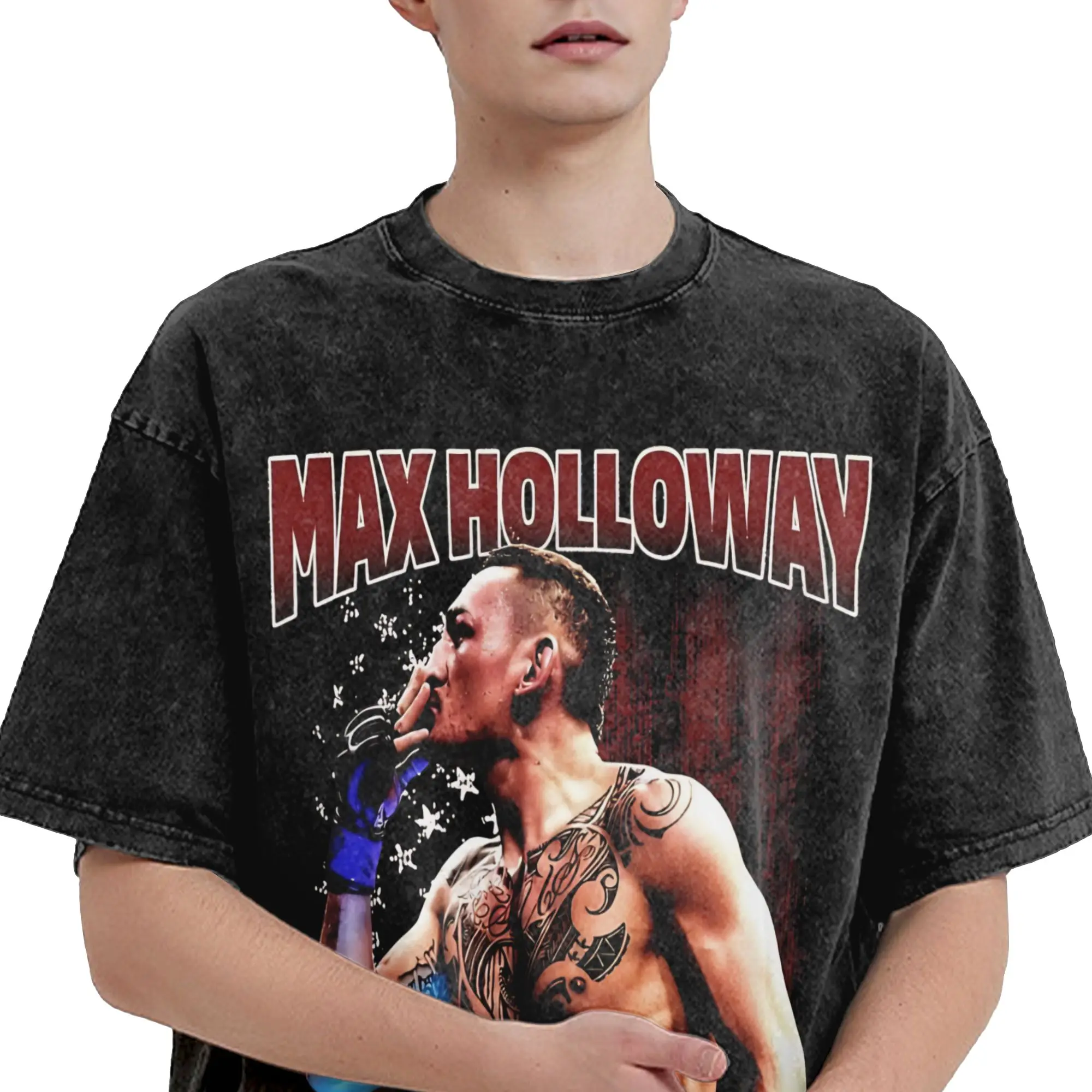 Maxs Blesseds Holloways Washed T Shirts Streetwear Hip Hop Vintage T-Shirt  Tees Tops for Men Women Short Sleeve High Street