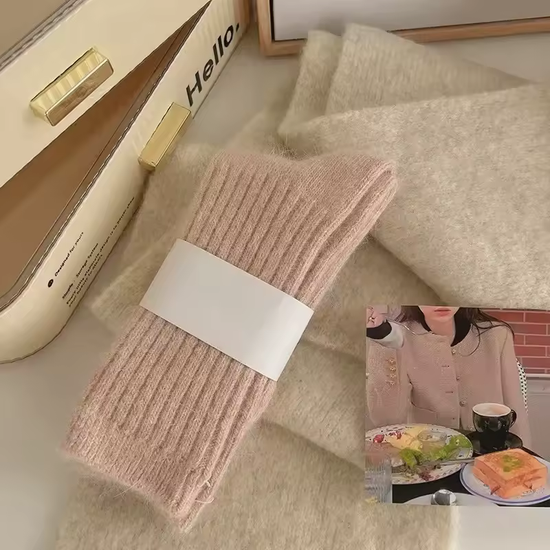 Winter Thick Warm Women's Cashmere Wool Socks Japanese Harajuku Style Solid Color Long Thermal Fashion Sox for Ladies - Image 9
