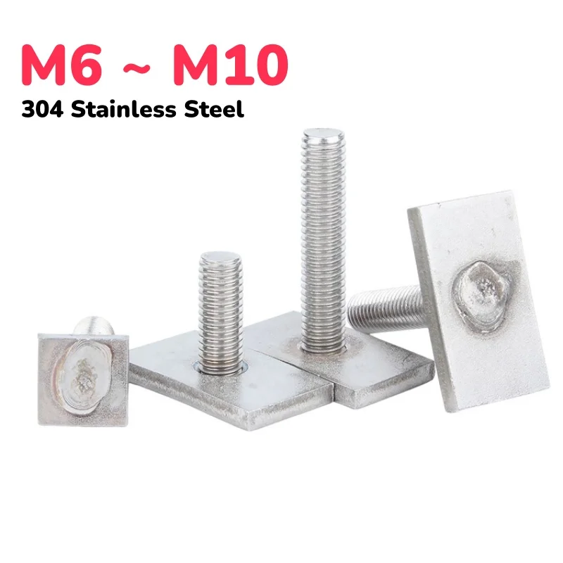 M6 M8 M10 304 Stainless Steel T-slot Chute Rail Track T Shape Type Rectangle Hammer Bolt Screw Welding Screws