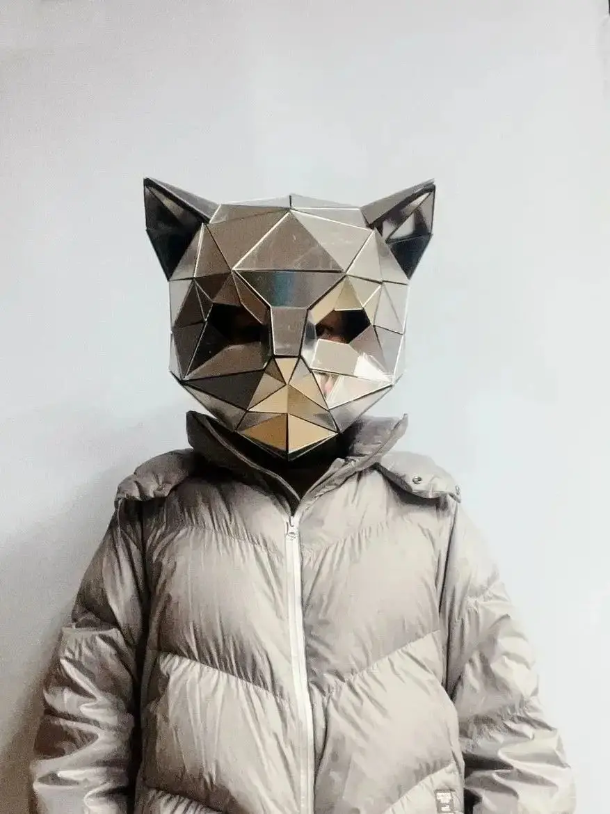 3D مرآة قناع تأثيري الدب ليوبارد النمر قرون شيطان خوذة مهرجان الموسيقى DJ قناع نادي الرقص الدعائم