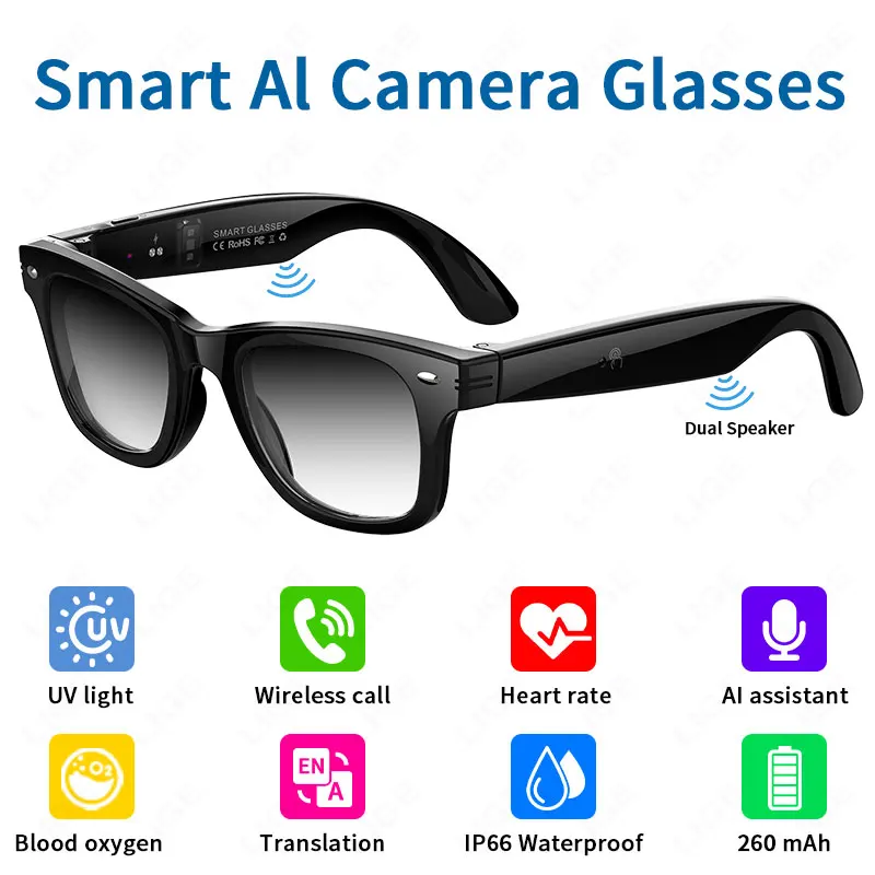 

LIGE Smart Glasses AI Photography Video Intelligent Interactive Translation Smart Sunglasses For Google Glasses with camera men