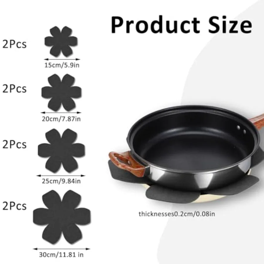 8Pcs Pot Protectors for StackingBlack Pan Protectors for Stacking 4 Different Sizes Felt Pan Protectors Avoid Stratching or Mar