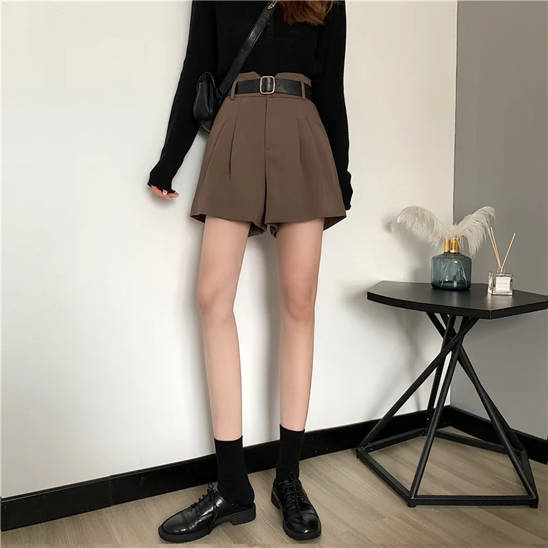 Pantaloncini Donna Estate Elegante Lady Office Gamba larga Impero Solido Stile coreano All-match Semplice quotidiano A-line Bottoms Ulzzang Mujer