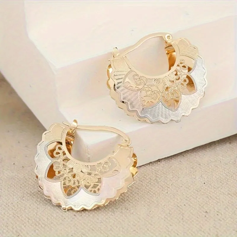 New Trendy Statement Hoop Earrings for Women Gold Color Heart Earring Luxury Jewelry for Wedding Anniversary Gift