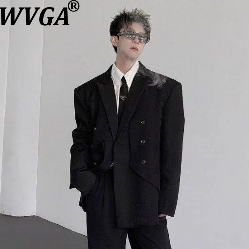 

WVGA Spring Autumn New Man Tide Breasted Trendy Turn-Down Collar Blazer Niche Chic Casual Long Sleeved Suit Coats Ins Y2K W15017