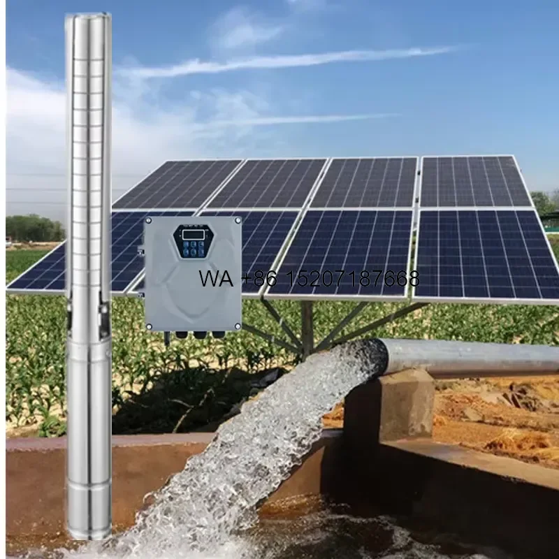 Wmwmnu for 2200W AC DC Hybrid Solar Powered Water Pump Deep Well 300m 5m3 h Large Flow Solar Submersible Water Pump for