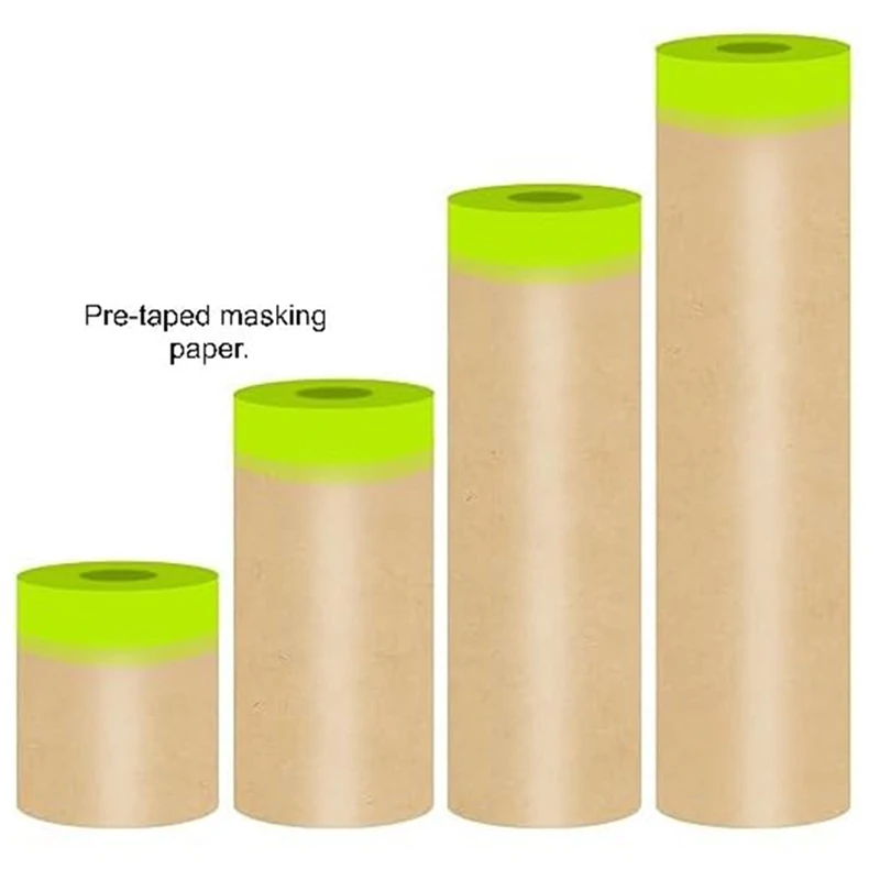 Pre Taped Masking Paper For Paintingadhesive Tape & Drape Painters Paper, Automotive Paint, House Decoration, DIY