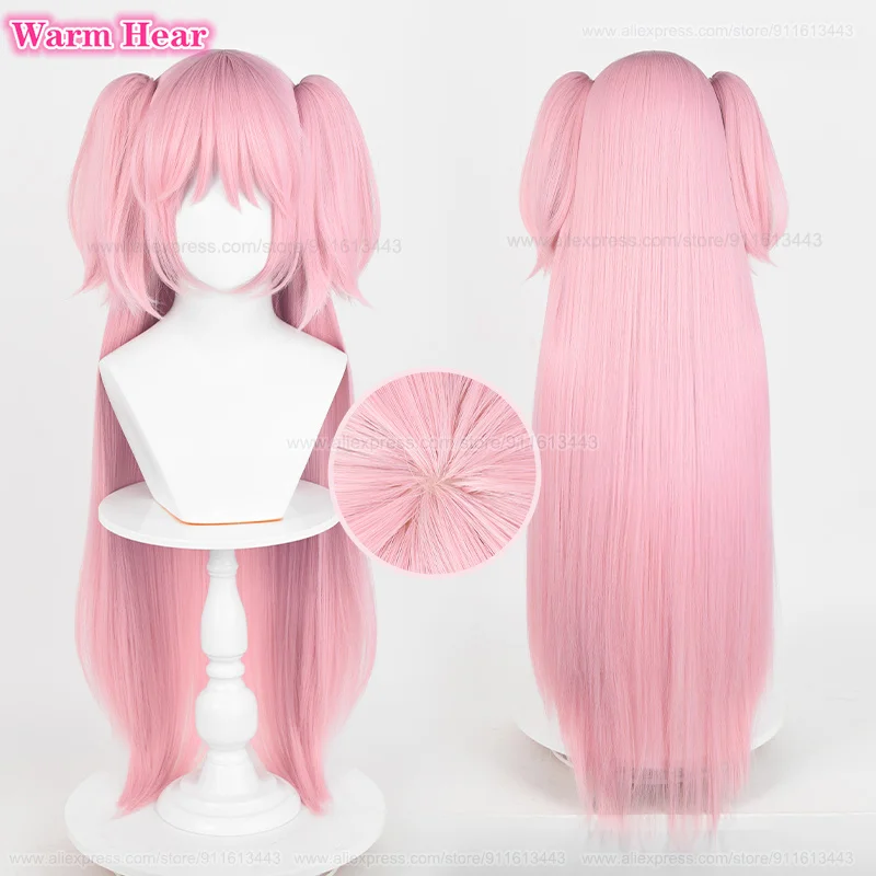 2 Styles Kaname Madoka Synthetic Wig Anime Pink 30cm/95cm Double Ponytails Cosplay Wig Heat Resistant Hair Halloween + A Wig Cap