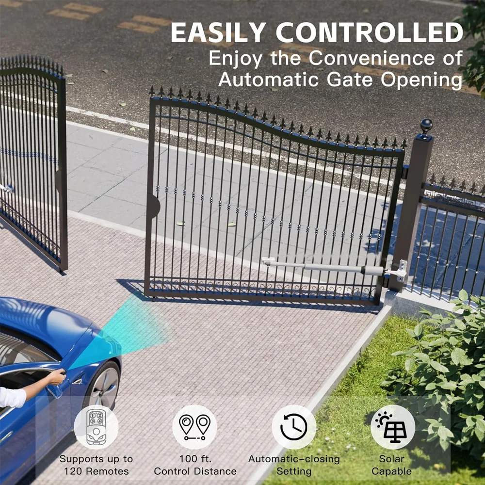 PKM-C05 Automatic Gate Openers with Remote Complete Kit for Light to Medium Duty Dual Swing Gates up to 770 lbs 14ft per Arm