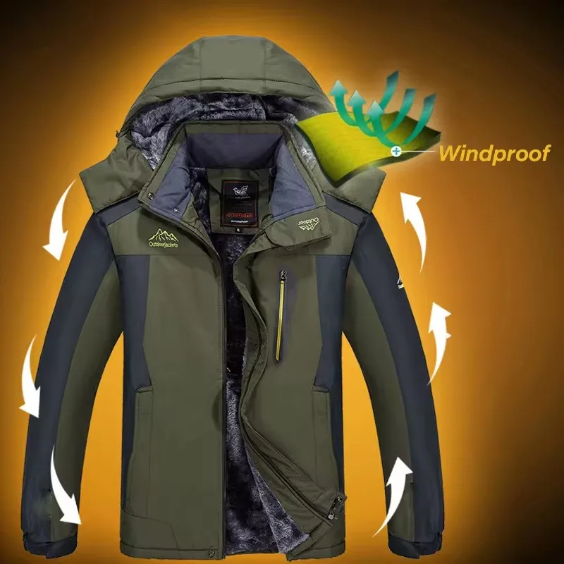 New Winter Fleece Jacket Coat Outdoor Warm Parkas Men Hiking Camping skiing Windproof Clothing Windbreaker Men Plus Size 8XL 9XL